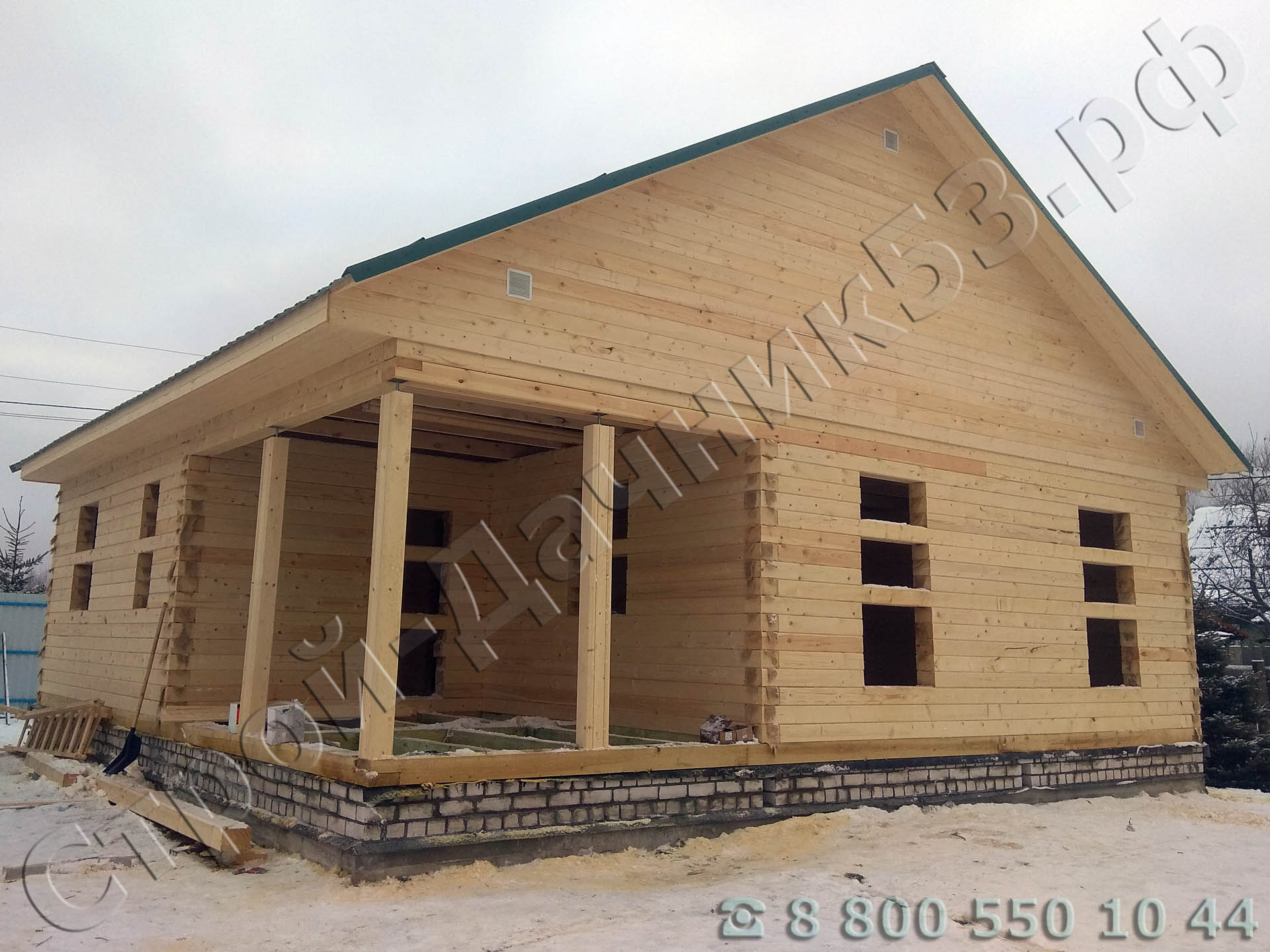Деревня Ямок, Тверская область, Калининский район. Фасад выполнен 1-й этап работ строительства дома «под усадку»