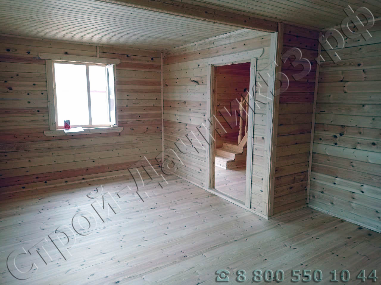Внутренняя отделка, спальня, установлены деревянные окна с двойным остеклением (имитация стеклопакета)