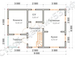 Проект дома К-34, план 1-го этажа